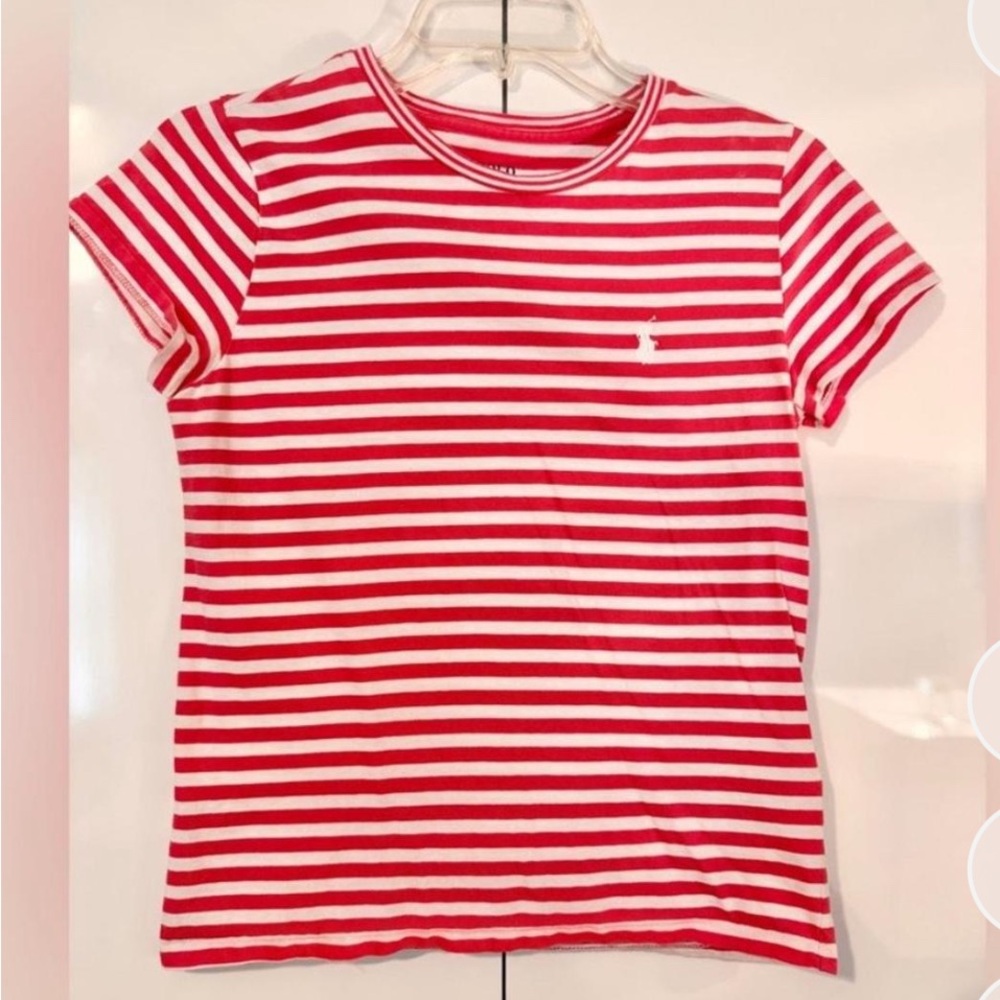 Polo Ralph Lauren Striped Tee Shirt Top Valentines Day Holiday Festive